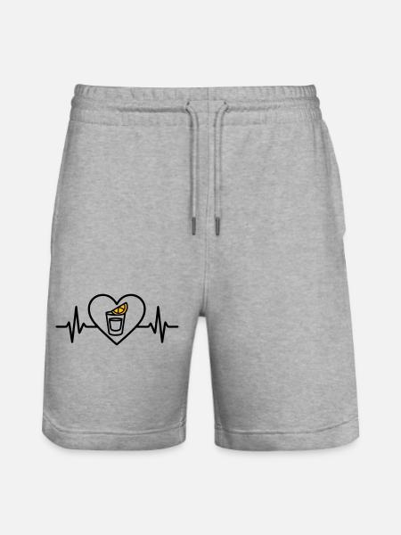 Tequila Shot Heart Aperitif Party - Stanley/Stella Trainer Unisex Organic Jogging Shorts - heather grey