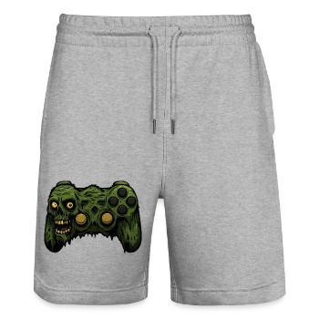 Zombie Controller Grunge Tee - Stanley/Stella Unisex Bio Joggingshorts Trainer  - Grau meliert - Vorne - Nik (191cm) & Marisol (170cm)