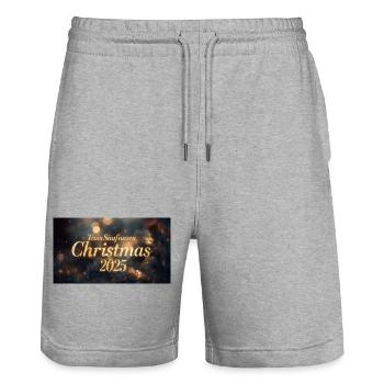 Team Saufnasen Christmas 2025 - Stanley/Stella Unisex Bio Joggingshorts Trainer  - Grau meliert - Vorne - Nik (191cm) & Marisol (170cm)