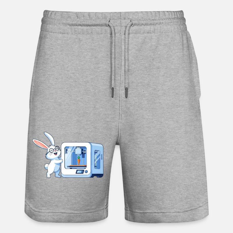 Funny Rabbit Nerd Programmer 3D Printer - Stanley/Stella Trainer Unisex Organic Jogging Shorts - heather grey