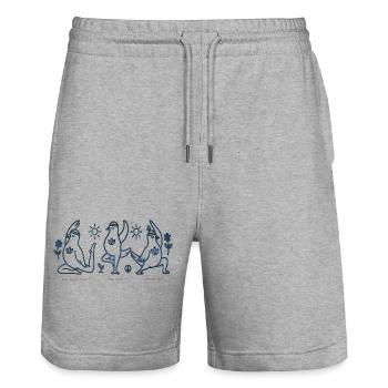 Drei Pinguine im Yoga Boho Peace - Stanley/Stella Unisex Bio Joggingshorts Trainer  - Grau meliert - Vorne - Nik (191cm) & Marisol (170cm)