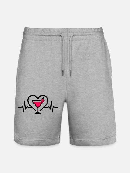 Daiquiri Herz Cocktail Erdbeere - Stanley/Stella Unisex Bio Joggingshorts Trainer - Grau meliert