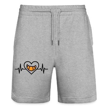 Croissant Heart Breakfast Bakery - Stanley/Stella Trainer Unisex Organic Jogging Shorts - heather grey - Front - Nik (191cm) & Marisol (170cm)