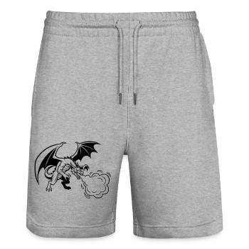 Drache_Drachen_Feuer_Gaming_Vektor - Stanley/Stella Trainer Unisex Organic Jogging Shorts - heather grey - Front - Nik (191cm) & Marisol (170cm)
