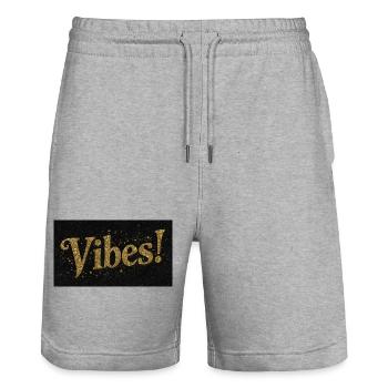 Vibes Glitzer Gold auf Schwarz - Stanley/Stella Unisex Bio Joggingshorts Trainer  - Grau meliert - Vorne - Nik (191cm) & Marisol (170cm)