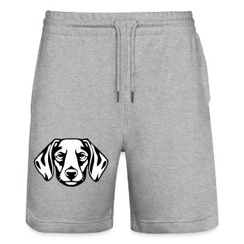 Dachshund Hunde T-shirt Geschenk - Stanley/Stella Unisex Bio Joggingshorts Trainer  - Grau meliert - Vorne - Nik (191cm) & Marisol (170cm)