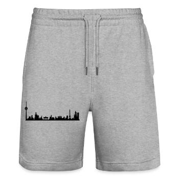 BERLIN SKYLINE  - Stanley/Stella Unisex Bio Joggingshorts Trainer  - Grau meliert - Vorne - Nik (191cm) & Marisol (170cm)