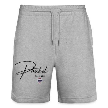 Elegant design Phuket, Thai pride - Stanley/Stella Trainer Unisex Organic Jogging Shorts - heather grey - Front - Nik (191cm) & Marisol (170cm)