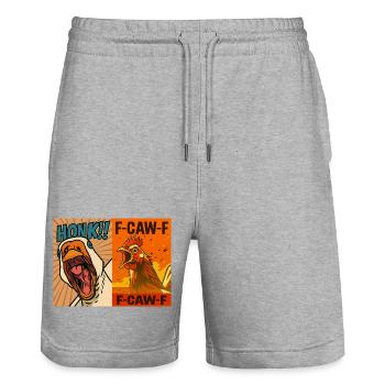 Hupen und Krächzen Hahnenduo, lustige Gans und Huhn - Stanley/Stella Unisex Bio Joggingshorts Trainer  - Grau meliert - Vorne - Nik (191cm) & Marisol (170cm)