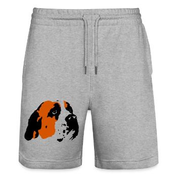St. Bernard Dog - Stanley/Stella Trainer Unisex Organic Jogging Shorts - heather grey - Front - Nik (191cm) & Marisol (170cm)