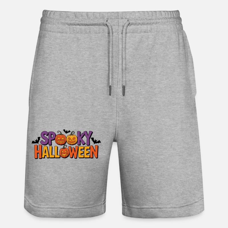 Lettrage citrouille d’Halloween effrayant - Short de jogging bio TRAINER Stanley/Stella unisexe - gris chiné