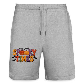 Spooky Times Halloween - Stanley/Stella Trainer Unisex Organic Jogging Shorts - heather grey - Front - Nik (191cm) & Marisol (170cm)