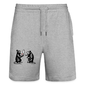 Rat Noir Mirror Duel - Stanley/Stella Trainer Unisex Organic Jogging Shorts - heather grey - Front - Nik (191cm) & Marisol (170cm)