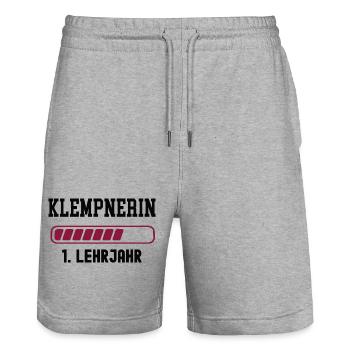 Apprenticeship as a plumber 1st year as a plumber - Stanley/Stella Trainer Unisex Organic Jogging Shorts - heather grey - Front - Nik (191cm) & Marisol (170cm)
