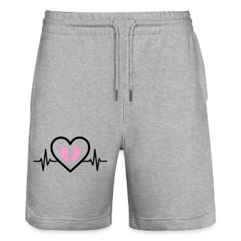 Pregnancy Heart Pink Baby Feet Girl - Stanley/Stella Trainer Unisex Organic Jogging Shorts - heather grey - Front - Nik (191cm) & Marisol (170cm)