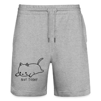 Katze Not Today Ich habe keine Lust - Stanley/Stella Unisex Bio Joggingshorts Trainer  - Grau meliert - Vorne - Nik (191cm) & Marisol (170cm)