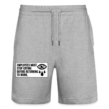 Die Mitarbeiter müssen aufhören zu weinen, bevor sie zur Arbeit zurückkehren - Stanley/Stella Unisex Bio Joggingshorts Trainer  - Grau meliert - Vorne - Nik (191cm) & Marisol (170cm)