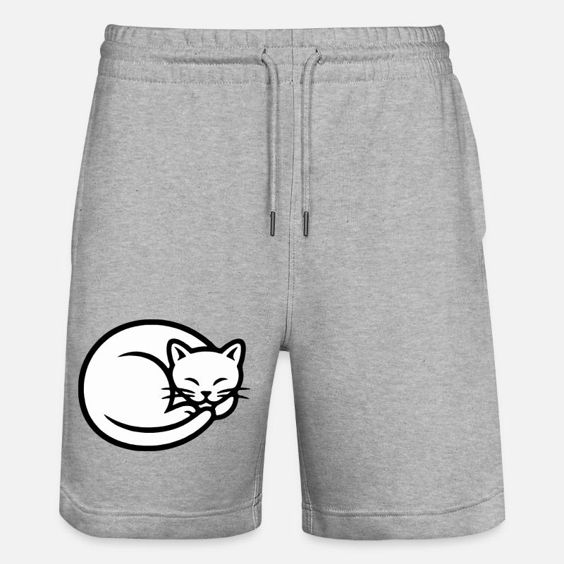 Silhouette de chat endormi - Short de jogging bio TRAINER Stanley/Stella unisexe - gris chiné