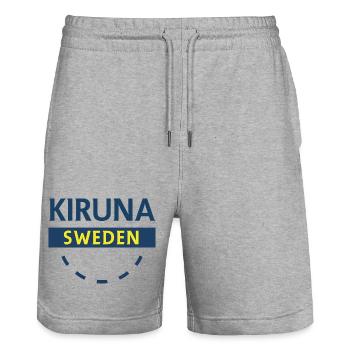Kiruna Arctic Emblem - Stanley/Stella Trainer Unisex Organic Jogging Shorts - heather grey - Front - Nik (191cm) & Marisol (170cm)