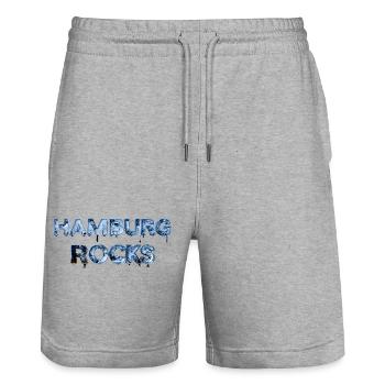 Rochers de Hambourg - Short de jogging bio TRAINER Stanley/Stella unisexe - gris chiné - Devant - Nik (191cm) & Marisol (170cm)