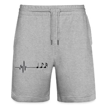 Heartbeat Line Style Music Motif - Stanley/Stella Trainer Unisex Organic Jogging Shorts - heather grey - Front - Nik (191cm) & Marisol (170cm)