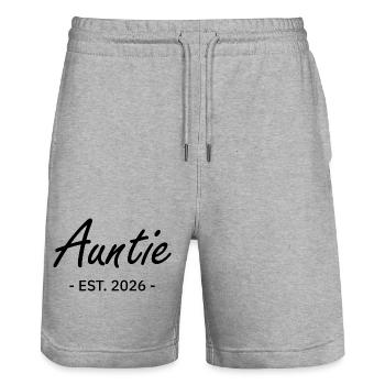 Auntie est 2026 - Short de jogging bio TRAINER Stanley/Stella unisexe - gris chiné - Devant - Nik (191cm) & Marisol (170cm)