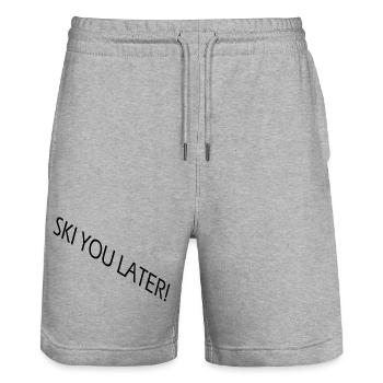 SKI YOU LATER – Lustiger Ski Spruch - Stanley/Stella Unisex Bio Joggingshorts Trainer  - Grau meliert - Vorne - Nik (191cm) & Marisol (170cm)
