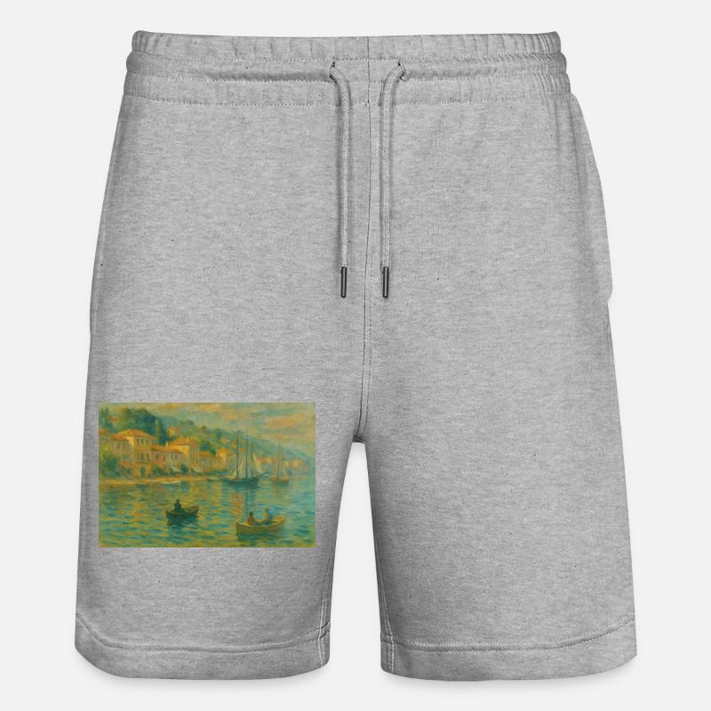 Hafenimpression Abendlicht - Stanley/Stella Unisex Bio Joggingshorts Trainer  - Grau meliert