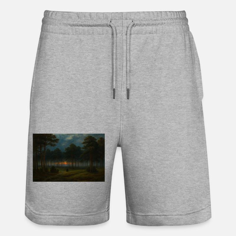 Abenddämmerung im dunklen Wald - Stanley/Stella Unisex Bio Joggingshorts Trainer  - Grau meliert