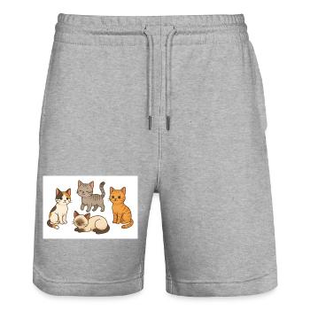 Katzen Vierergruppe Cartoon - Stanley/Stella Unisex Bio Joggingshorts Trainer  - Grau meliert - Vorne - Nik (191cm) & Marisol (170cm)