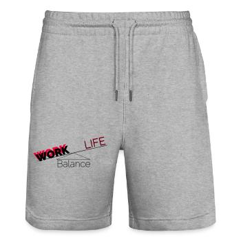 Work-life balance - Stanley/Stella Trainer Unisex Organic Jogging Shorts - heather grey - Front - Nik (191cm) & Marisol (170cm)