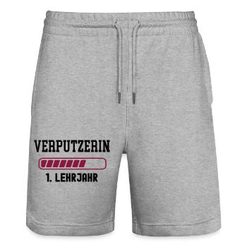 Apprenticeship plasterer 1st year of apprenticeship plasterer apprenticeship - Stanley/Stella Trainer Unisex Organic Jogging Shorts - heather grey - Front - Nik (191cm) & Marisol (170cm)