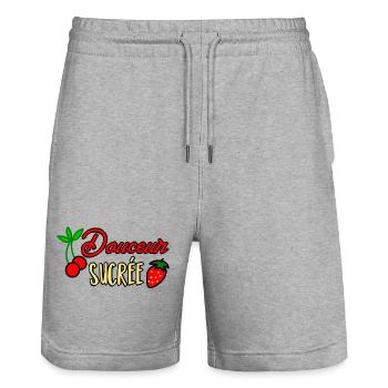 Kirsch-Erdbeer-Süße Leckerei - Stanley/Stella Unisex Bio Joggingshorts Trainer  - Grau meliert - Vorne - Nik (191cm) & Marisol (170cm)