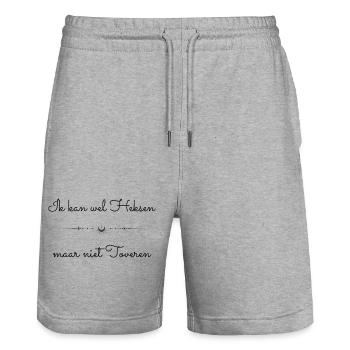 Citation humoristique de sorcière Je peux sorcières - Short de jogging bio TRAINER Stanley/Stella unisexe - gris chiné - Devant - Nik (191cm) & Marisol (170cm)