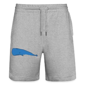 Lustige faule Pottwal Schlafdesign Ozeanleben - Stanley/Stella Unisex Bio Joggingshorts Trainer  - Grau meliert - Vorne - Nik (191cm) & Marisol (170cm)