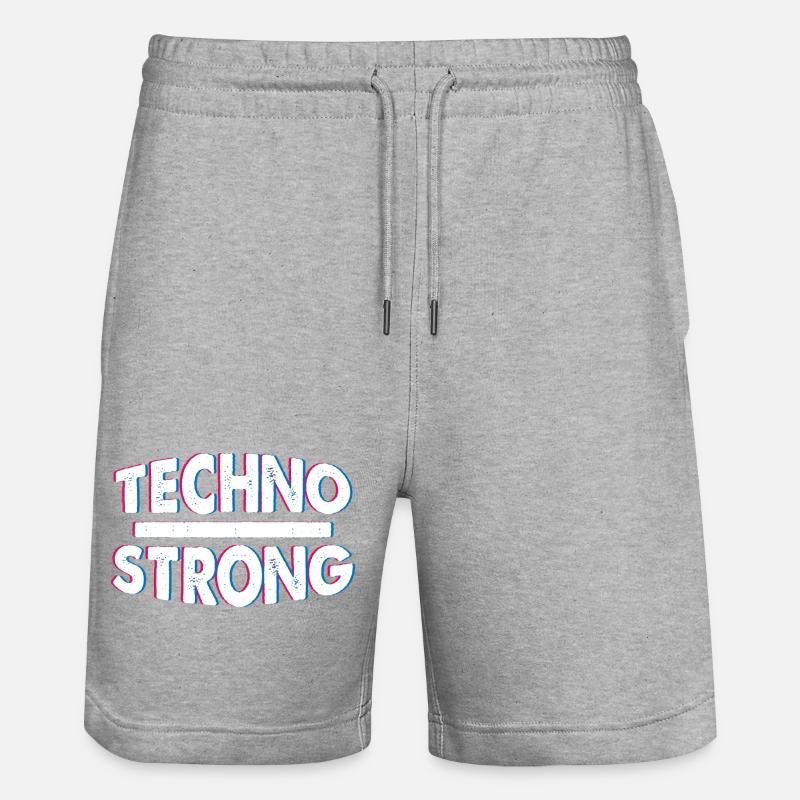 Techno Strong Neon Glitch - Stanley/Stella Unisex Bio Joggingshorts Trainer  - Grau meliert