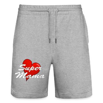 Super mom - Stanley/Stella Trainer Unisex Organic Jogging Shorts - heather grey - Front - Nik (191cm) & Marisol (170cm)