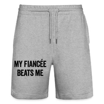 Ma fiancée me baise drôle sarcastique m - Short de jogging bio TRAINER Stanley/Stella unisexe - gris chiné - Devant - Nik (191cm) & Marisol (170cm)