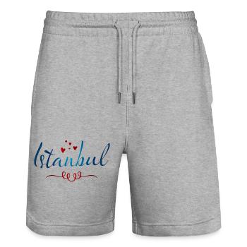 Creative Istanbul quote with hearts Istanbul Türk - Stanley/Stella Trainer Unisex Organic Jogging Shorts - heather grey - Front - Nik (191cm) & Marisol (170cm)
