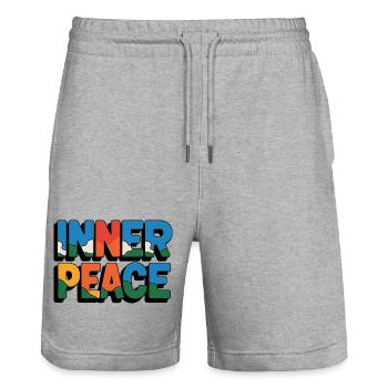Inner Peace Regenbogen-Buchstaben - Stanley/Stella Unisex Bio Joggingshorts Trainer  - Grau meliert - Vorne - Nik (191cm) & Marisol (170cm)