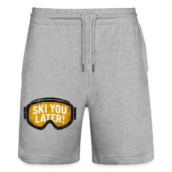 Ski You Later – Grunge Skibrille - Stanley/Stella Unisex Bio Joggingshorts Trainer  - Grau meliert - Vorne - Nik (191cm) & Marisol (170cm)