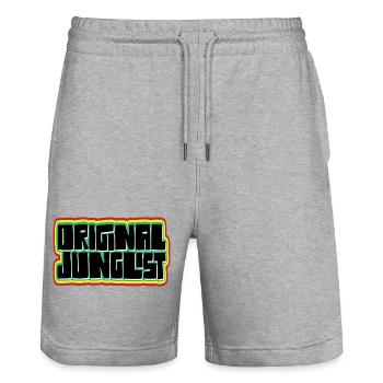 Original Junglist DNB Emblem - Stanley/Stella Unisex Bio Joggingshorts Trainer  - Grau meliert - Vorne - Nik (191cm) & Marisol (170cm)
