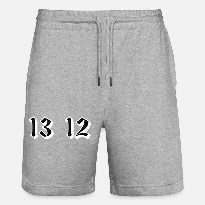 Twin Gothic Numerals 13 12 - Stanley/Stella Trainer Unisex Organic Jogging Shorts - heather grey