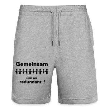 Together we are redundant - Stanley/Stella Trainer Unisex Organic Jogging Shorts - heather grey - Front - Nik (191cm) & Marisol (170cm)