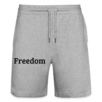 Freedom - Stanley/Stella Unisex Bio Joggingshorts Trainer  - Grau meliert - Vorne - Nik (191cm) & Marisol (170cm)