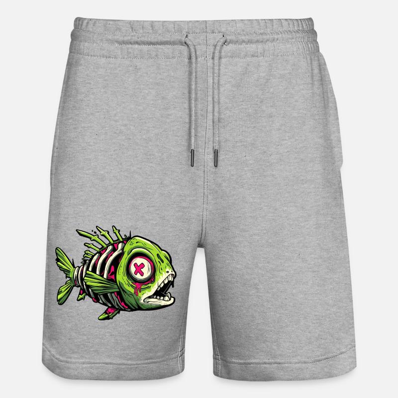 Graffiti de poisson zombie - Short de jogging bio TRAINER Stanley/Stella unisexe - gris chiné