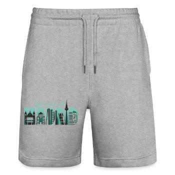 I fell in love with Madrid - Spain Fun - Stanley/Stella Trainer Unisex Organic Jogging Shorts - heather grey - Front - Nik (191cm) & Marisol (170cm)