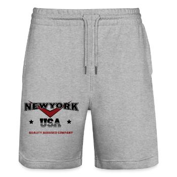 New York États-Unis Citation Design pour les passionnés de New York - Short de jogging bio TRAINER Stanley/Stella unisexe - gris chiné - Devant - Nik (191cm) & Marisol (170cm)