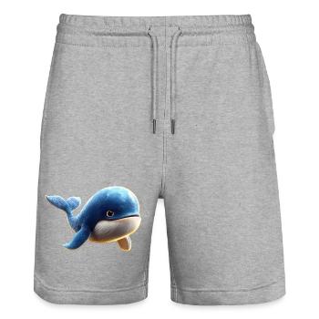 Blue Whale Whale Blue Whales Whale Song Diver Ocean Whales - Stanley/Stella Trainer Unisex Organic Jogging Shorts - heather grey - Front - Nik (191cm) & Marisol (170cm)
