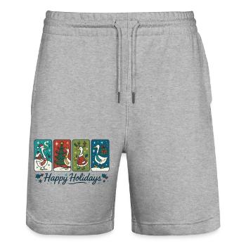 Oie Noël Drôle Père Noël Joyeuses Fêtes - Short de jogging bio TRAINER Stanley/Stella unisexe - gris chiné - Devant - Nik (191cm) & Marisol (170cm)